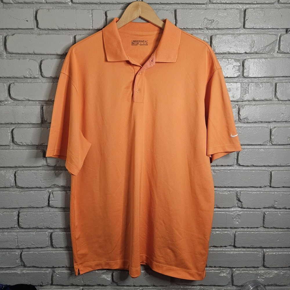 Nike Mens Golf Polo XL Dri-fit Performance Orange